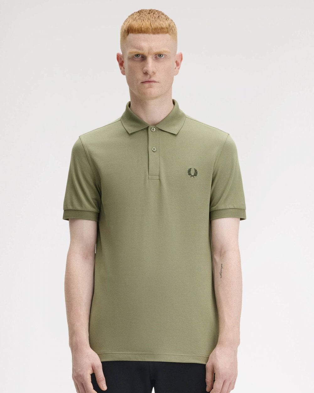 Fred Perry Mens Plain Signature Polo Shirt - Olive Mint/Night Green Y64