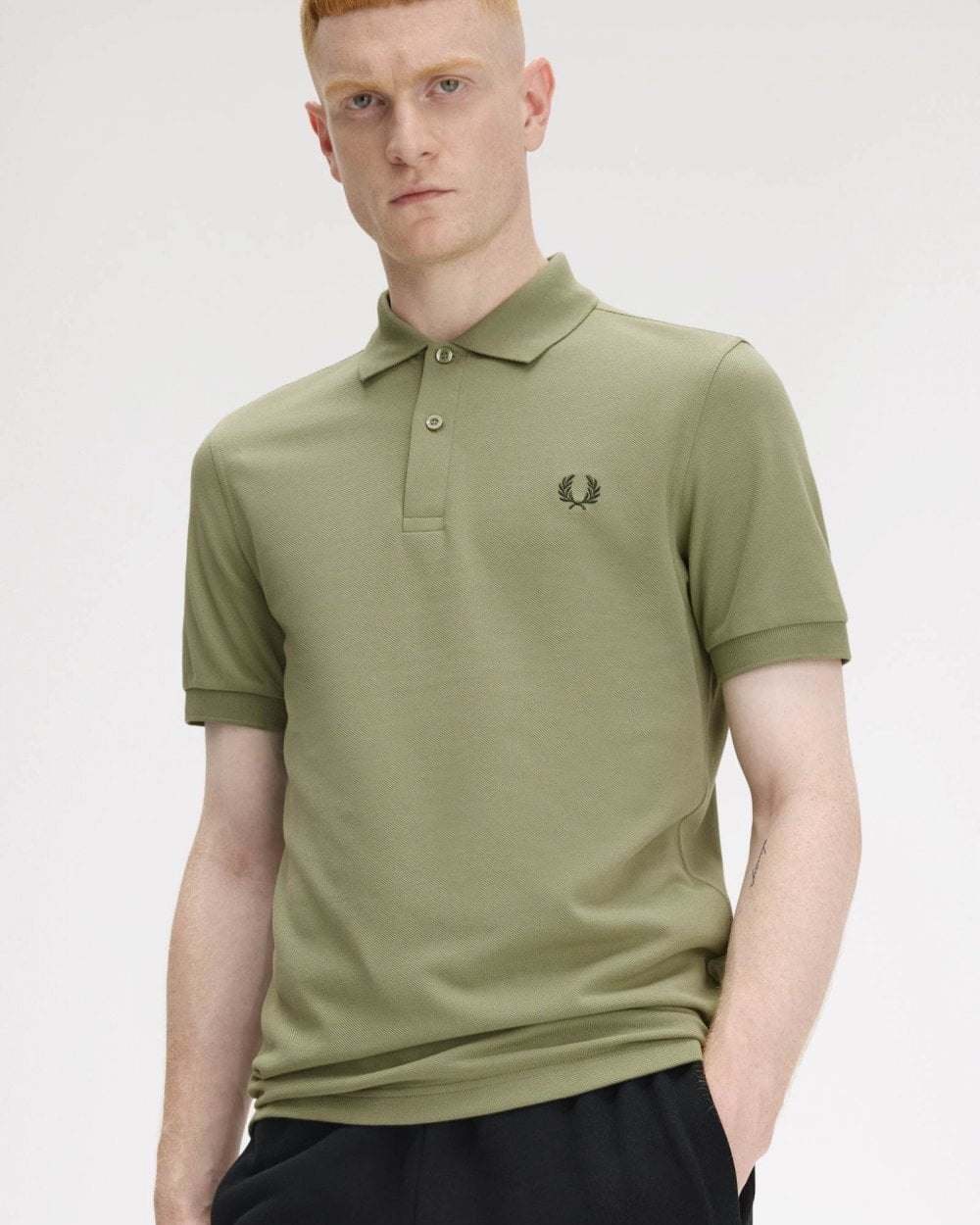 Fred Perry Mens Plain Signature Polo Shirt - Olive Mint/Night Green Y64