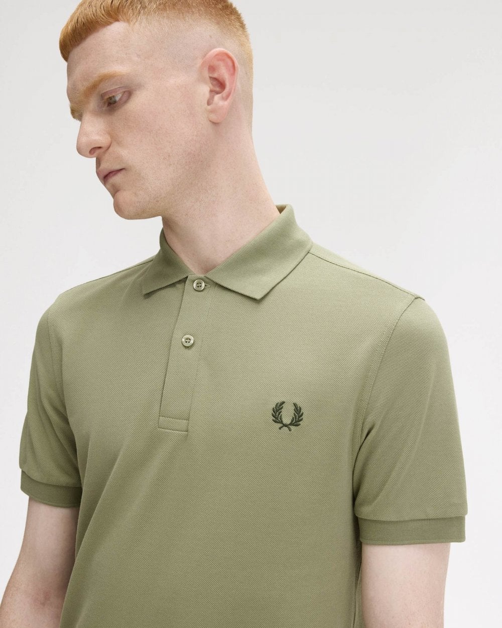 Fred Perry Mens Plain Signature Polo Shirt - Olive Mint/Night Green Y64