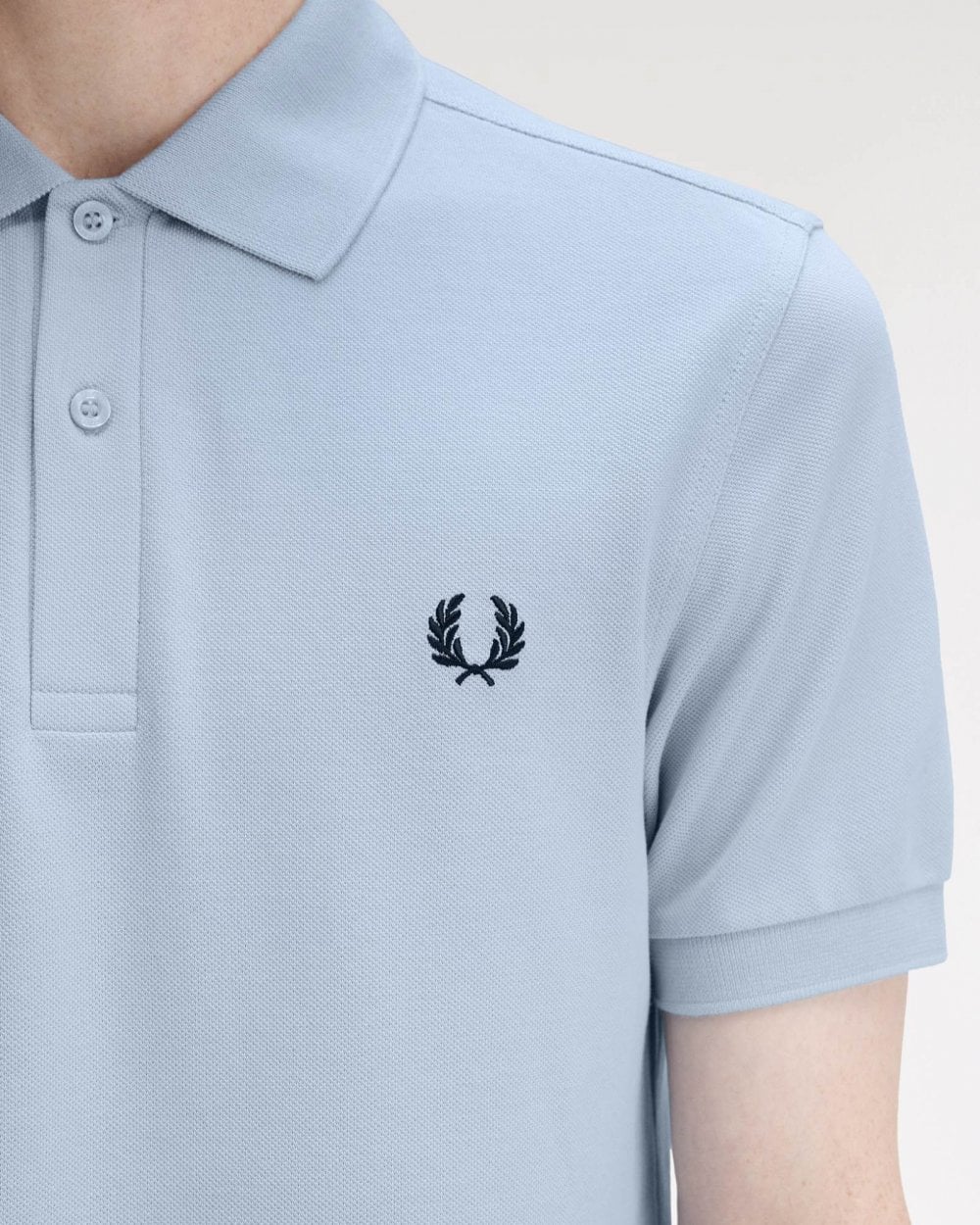 Fred Perry Mens Plain Signature Polo Shirt - Light Smoke/Navy Y69