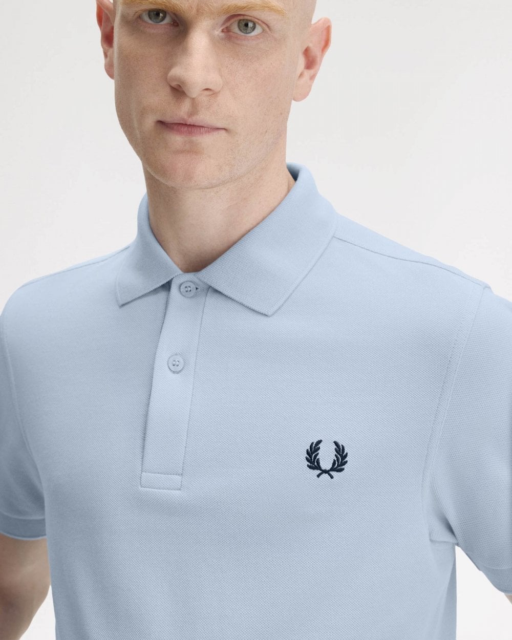 Fred Perry Mens Plain Signature Polo Shirt - Light Smoke/Navy Y69