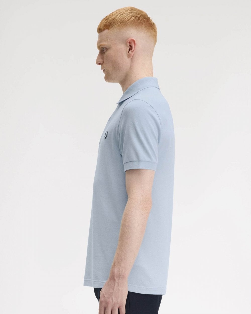 Fred Perry Mens Plain Signature Polo Shirt - Light Smoke/Navy Y69