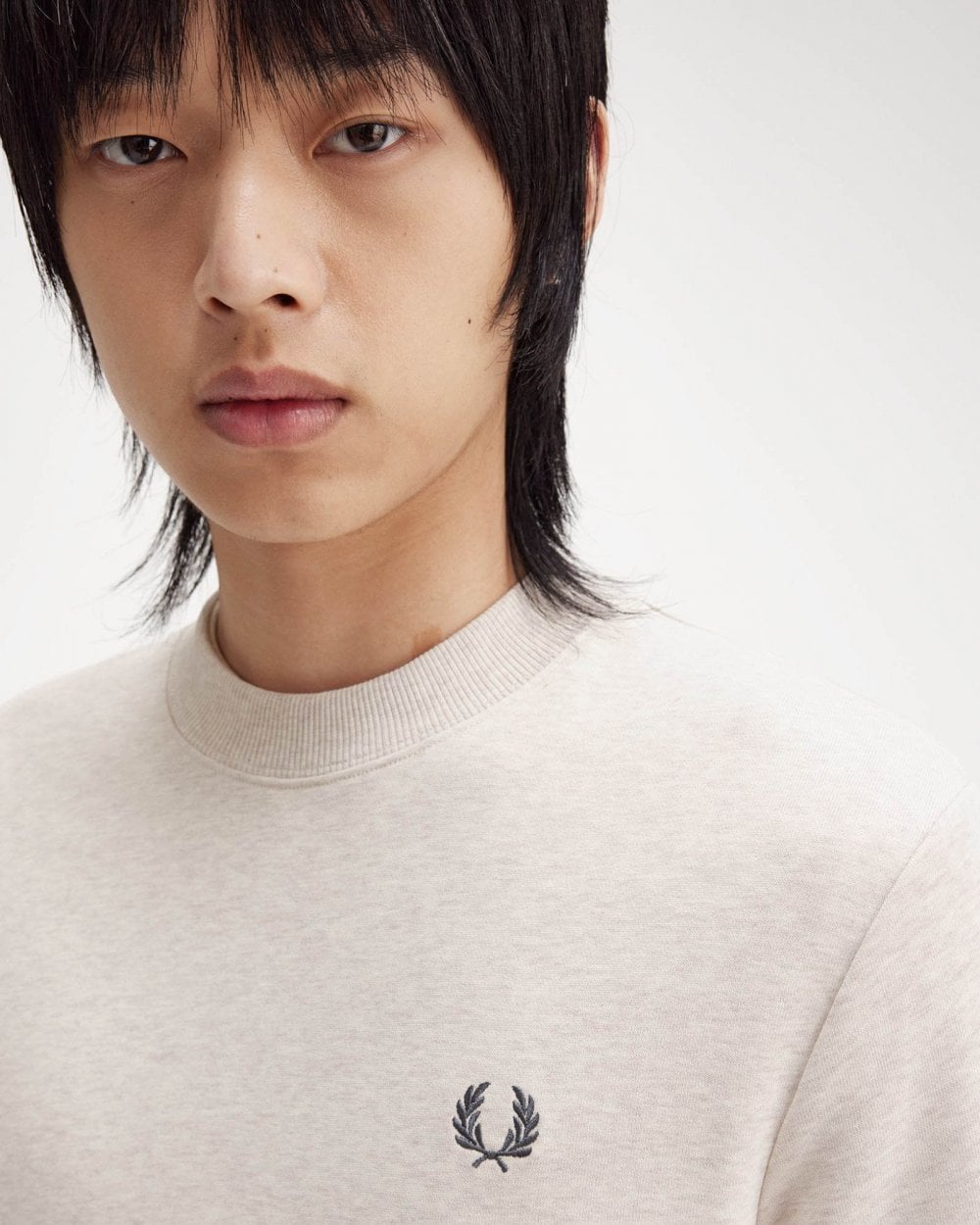 Fred Perry Mens Crew Neck Sweatshirt - Porridge Marl/Anchor Grey W50