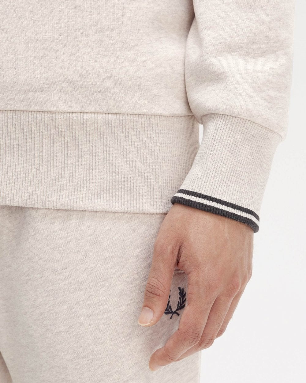 Fred Perry Mens Crew Neck Sweatshirt - Porridge Marl/Anchor Grey W50