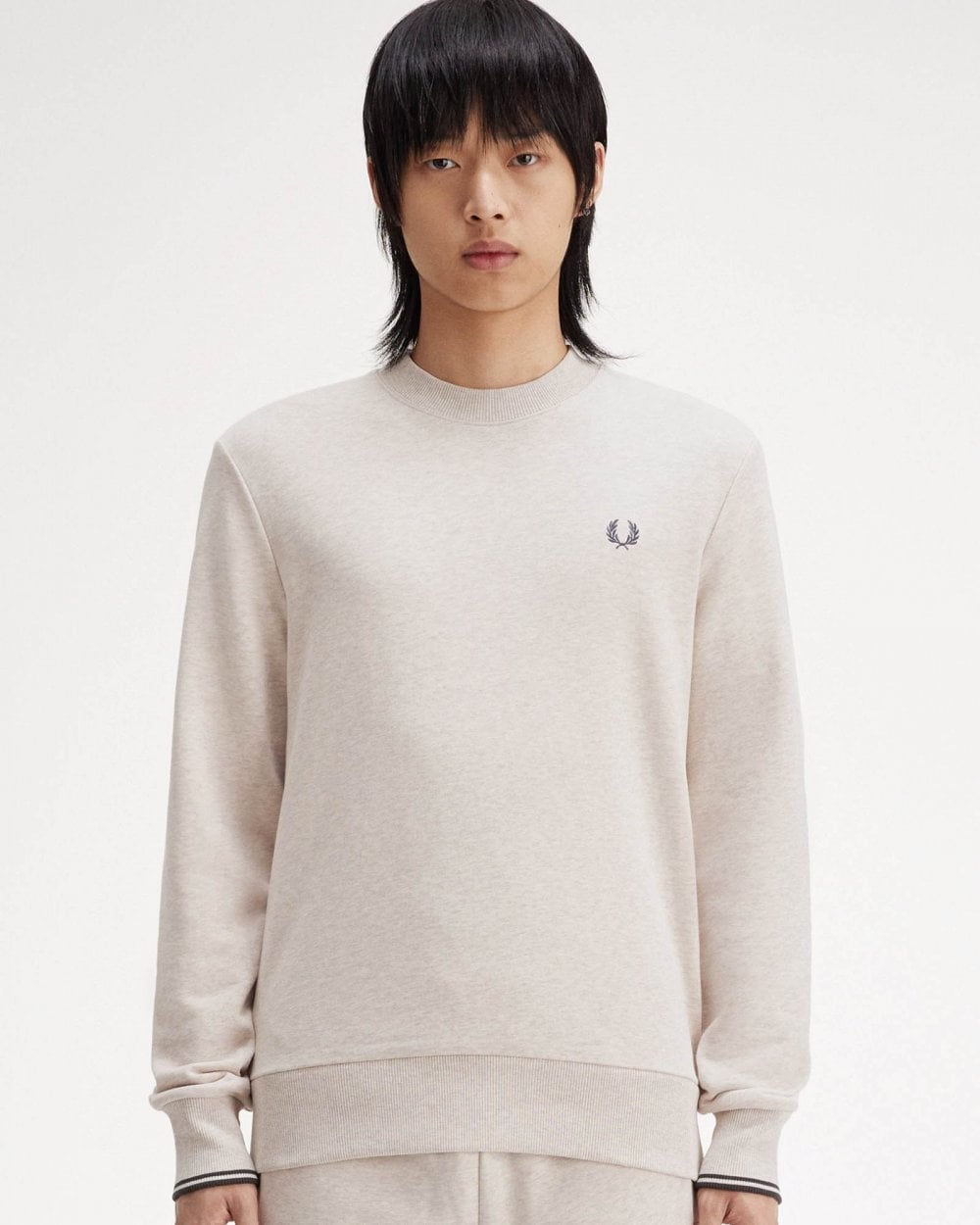 Fred Perry Mens Crew Neck Sweatshirt - Porridge Marl/Anchor Grey W50