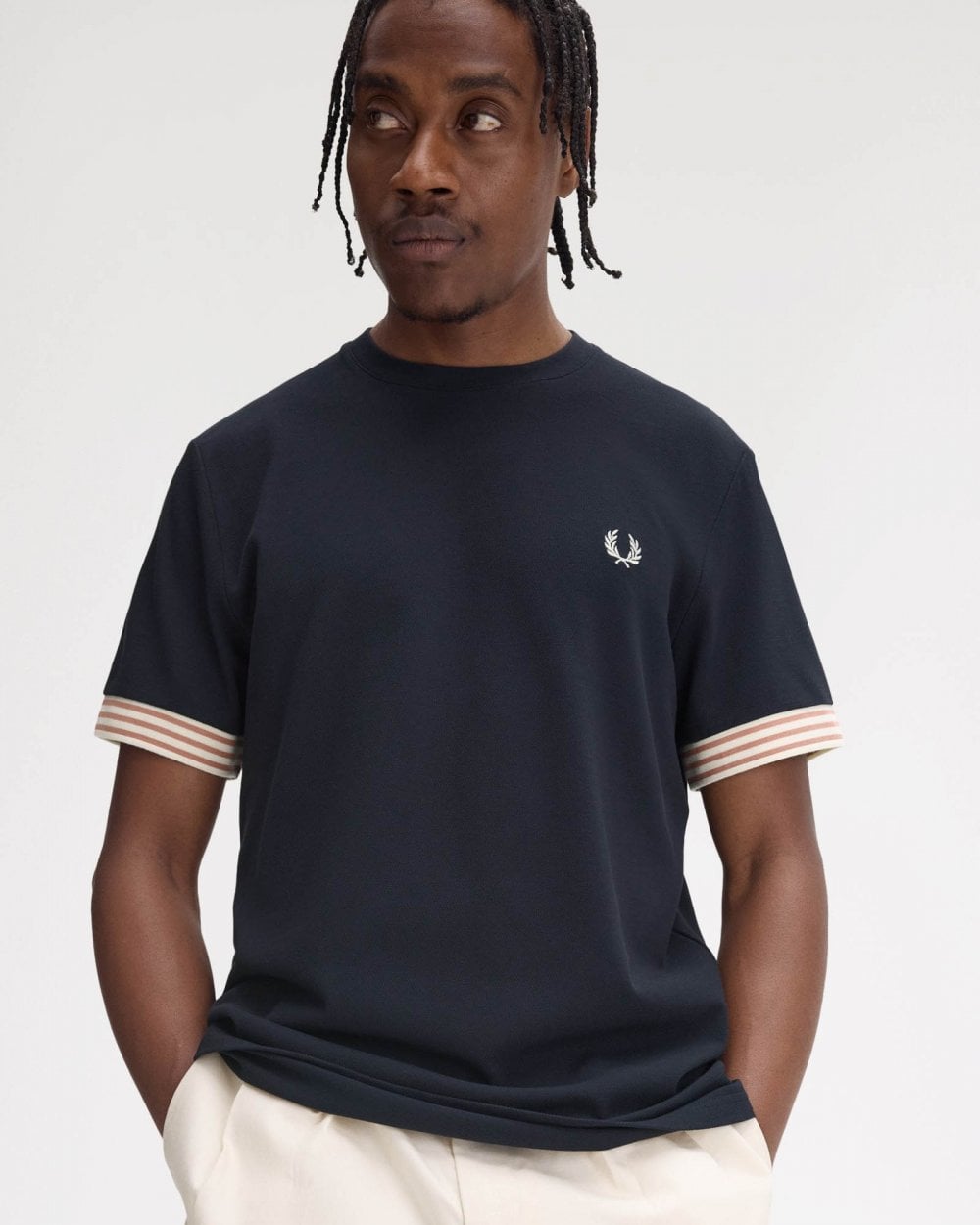 Fred Perry Mens Striped Cuff T-Shirt