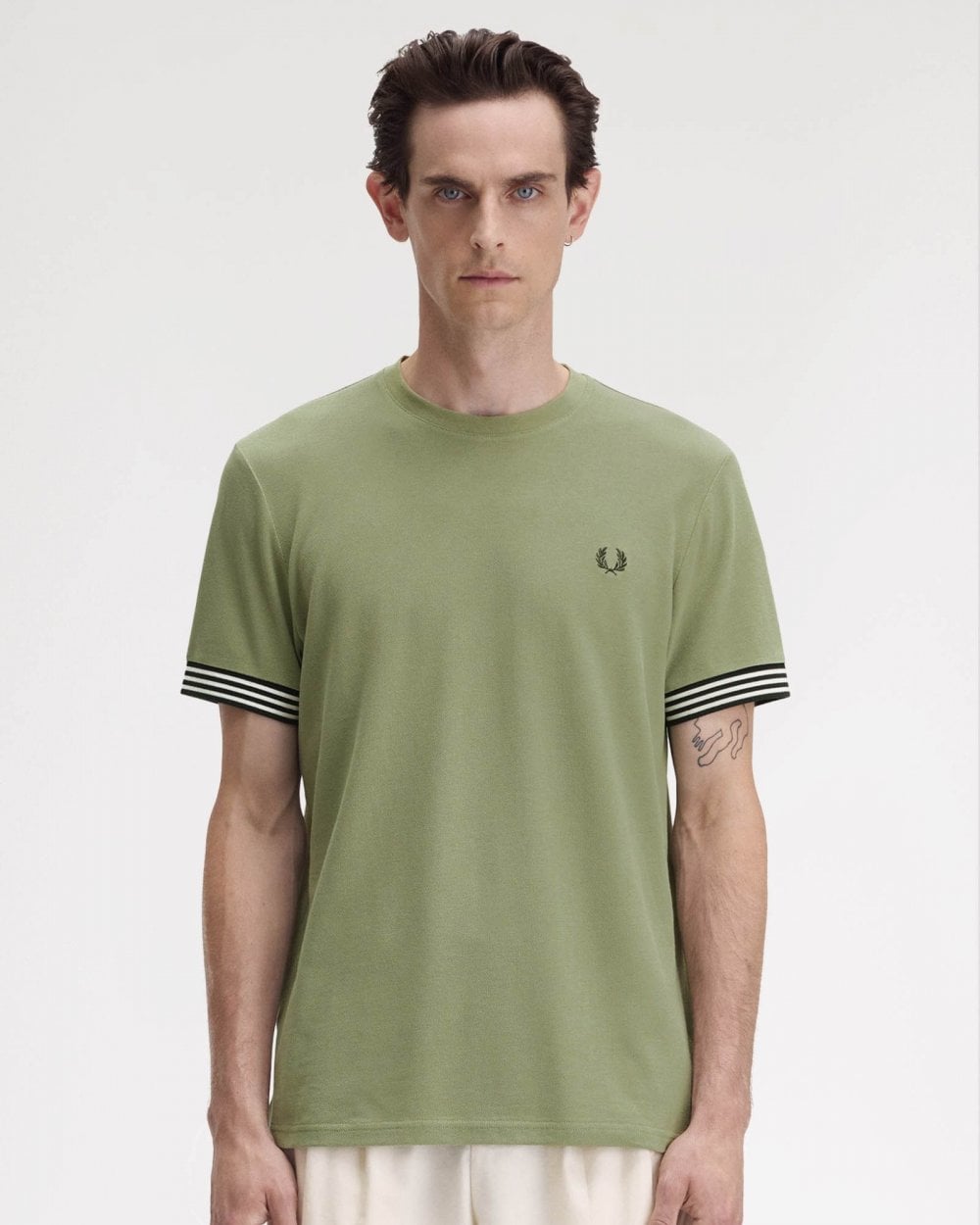 Fred Perry Mens Striped Cuff T-Shirt