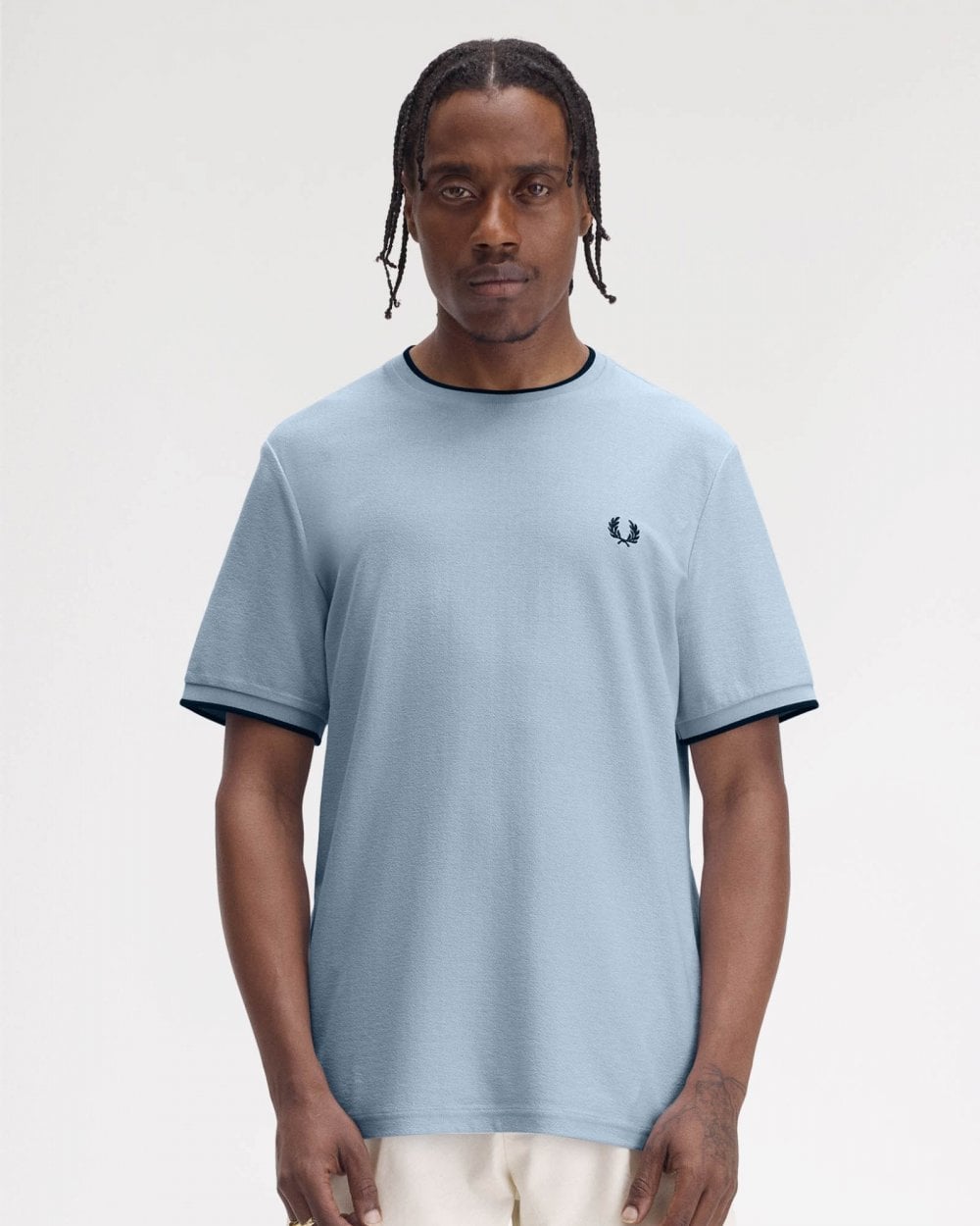 Fred Perry Mens Crepe Pique T-Shirt - Light Smoke 146