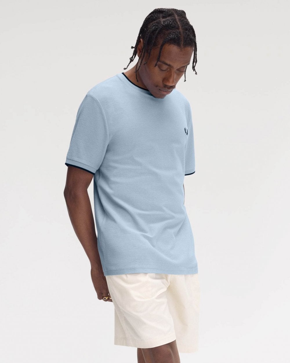 Fred Perry Mens Crepe Pique T-Shirt - Light Smoke 146