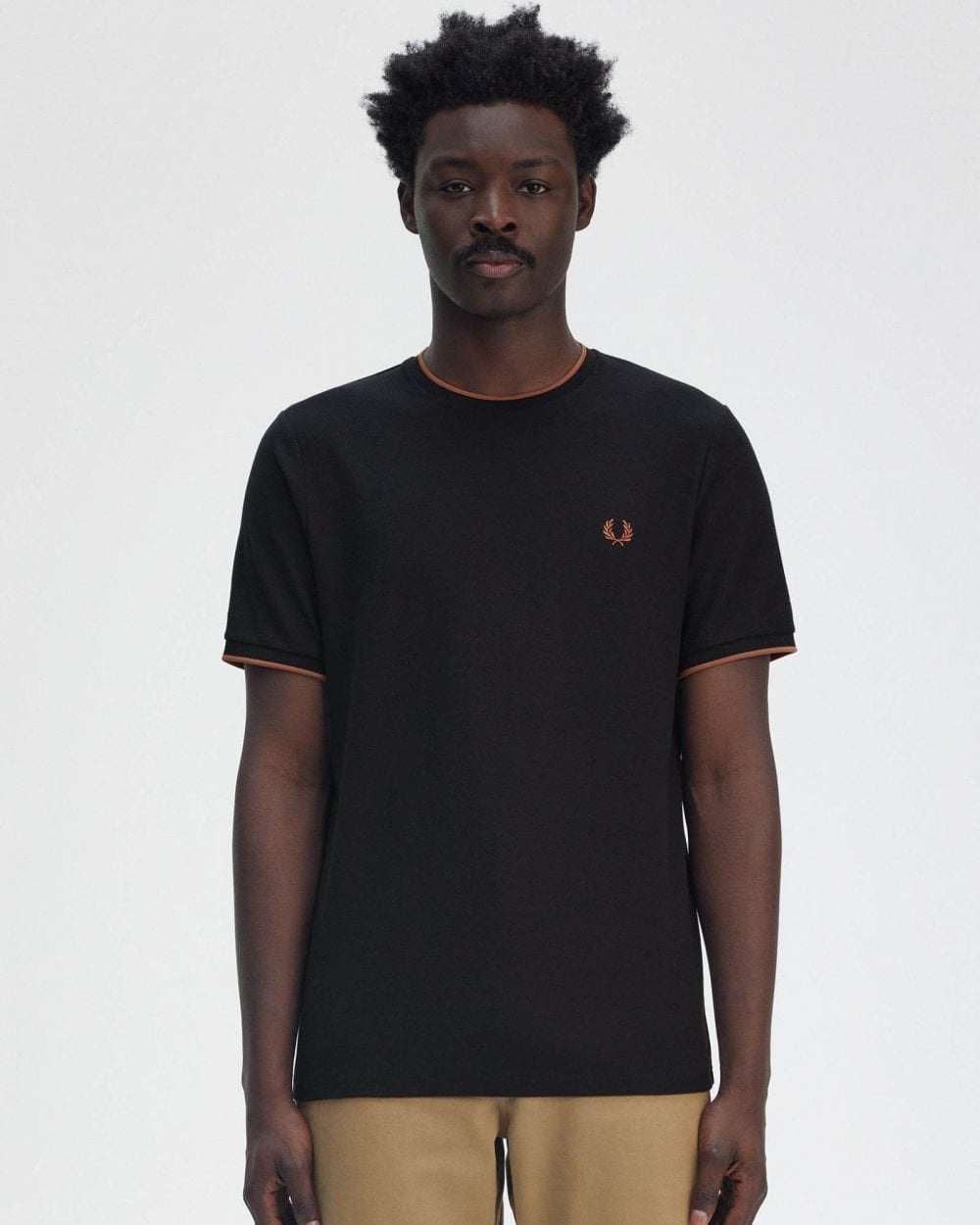 Fred Perry Mens Crepe Pique T-Shirt - Navy 795