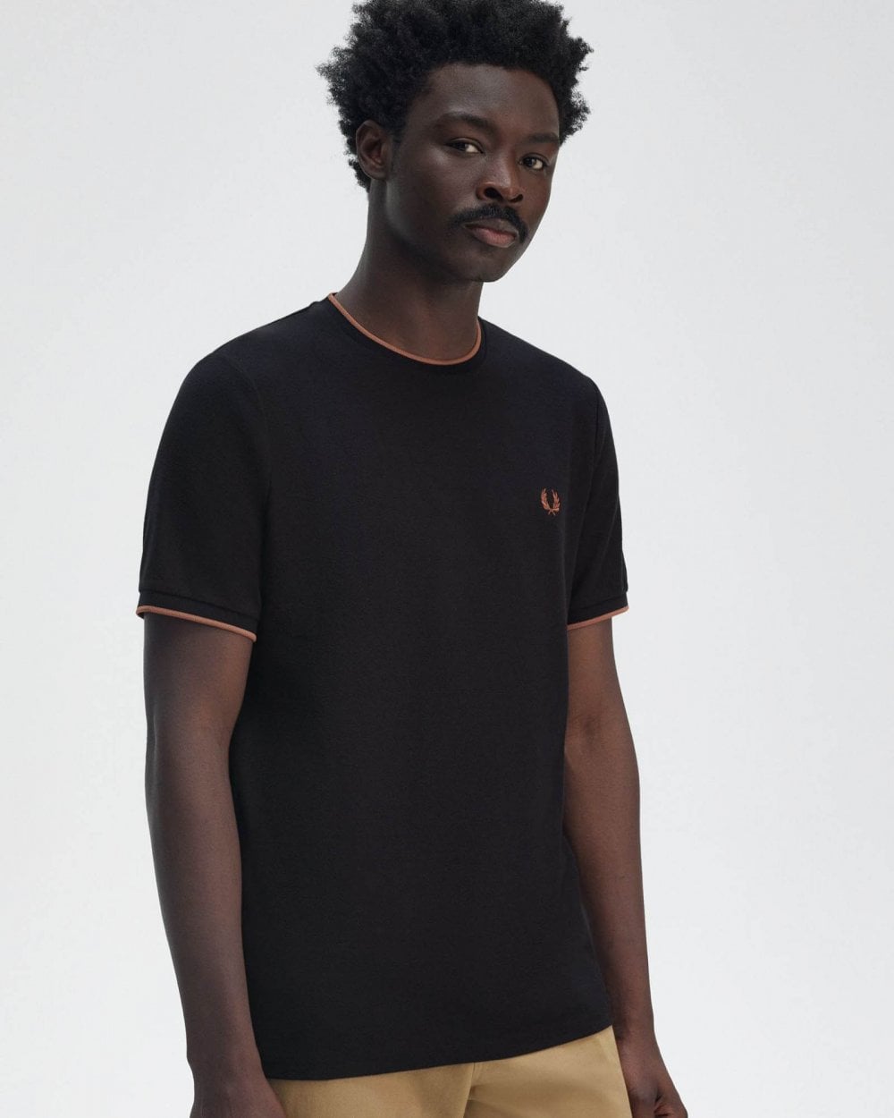 Fred Perry Mens Crepe Pique T-Shirt - Navy 795