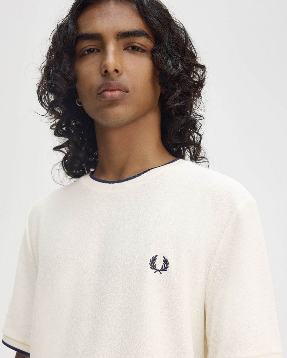 Fred Perry Mens Crepe Pique T-Shirt - Ecru 560