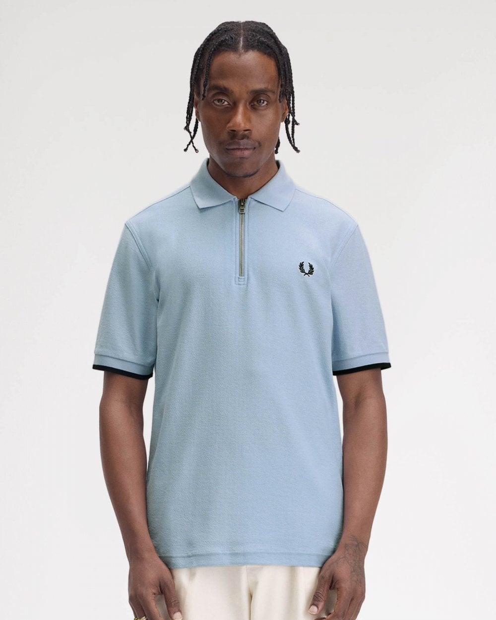 Fred Perry Mens Crepe Pique Zip Neck Polo Shirt
