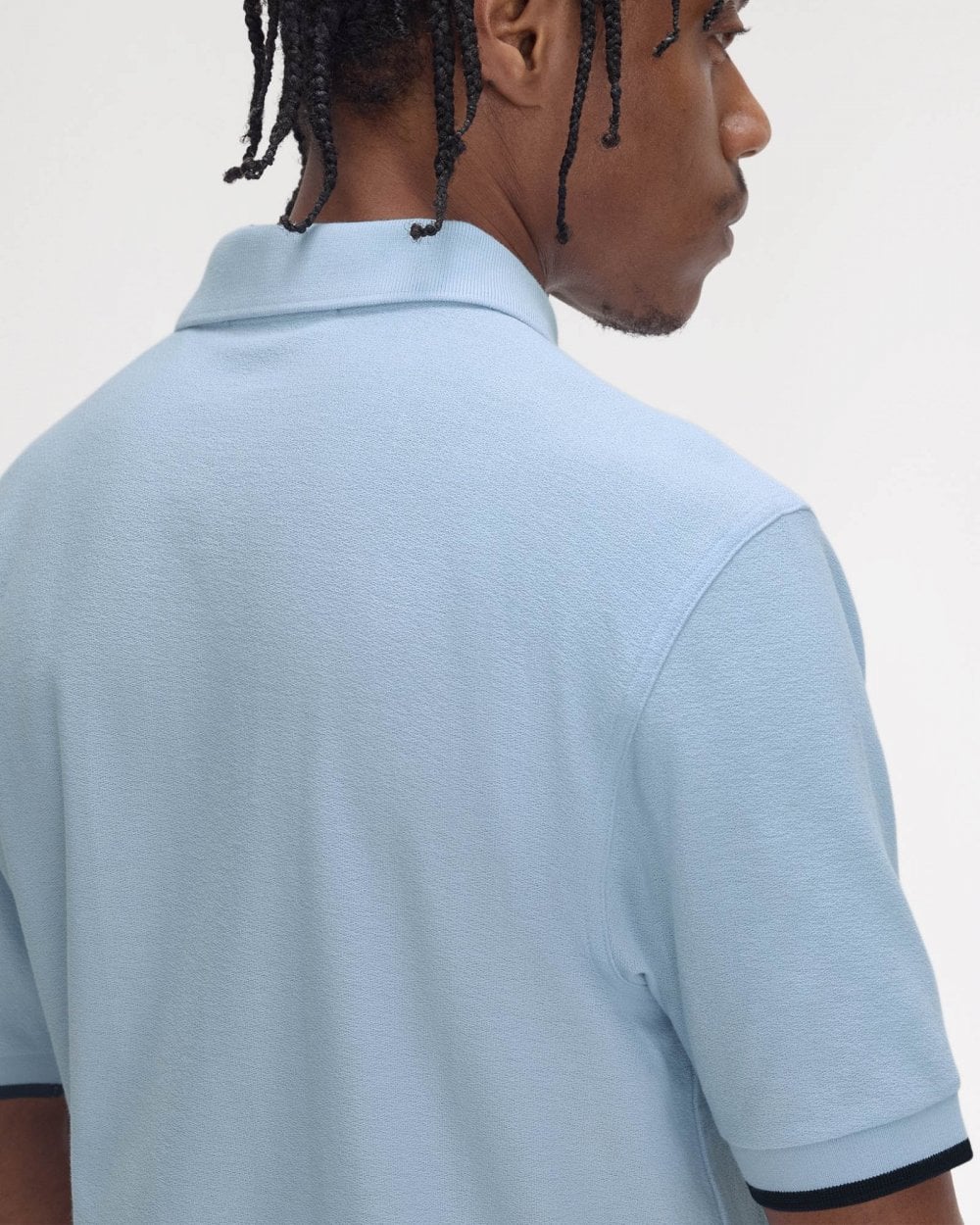 Fred Perry Mens Crepe Pique Zip Neck Polo Shirt - Light Smoke 146