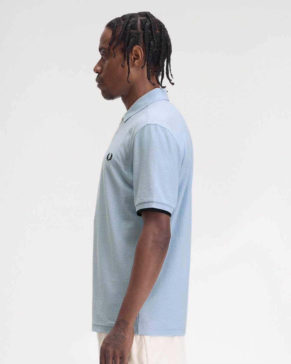 Fred Perry Mens Crepe Pique Zip Neck Polo Shirt - Light Smoke 146