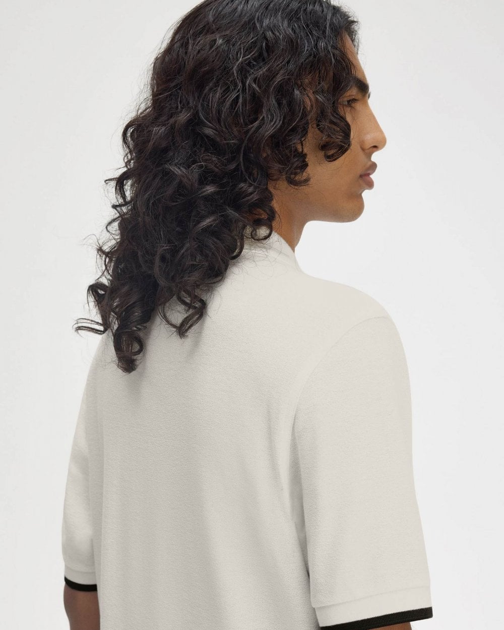 Fred Perry Mens Crepe Pique Zip Neck Polo Shirt - Ecru 560