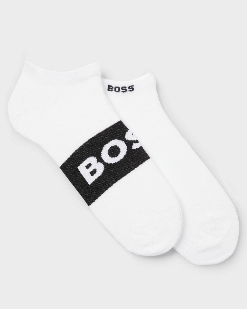 BOSS Orange 2-Pack Mens Ankle-Length Socks in Stretch Fabric - White 100