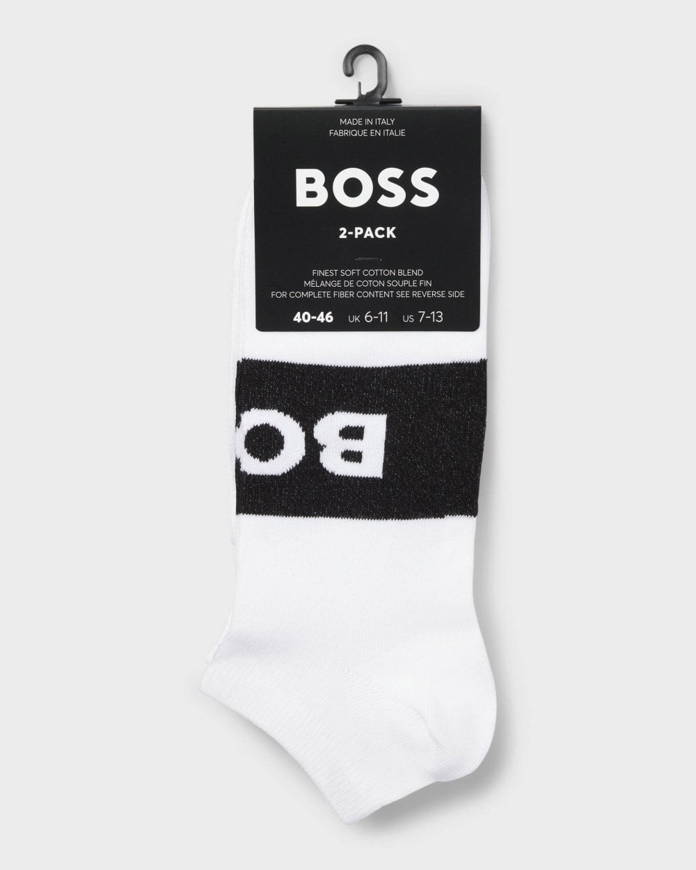 BOSS Orange 2-Pack Mens Ankle-Length Socks in Stretch Fabric - White 100