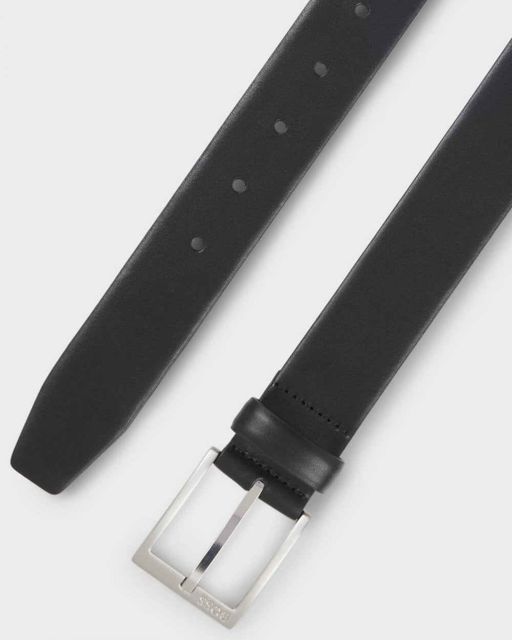 BOSS Orange Mens Italian-Leather Belt with Silver-Toned Buckle