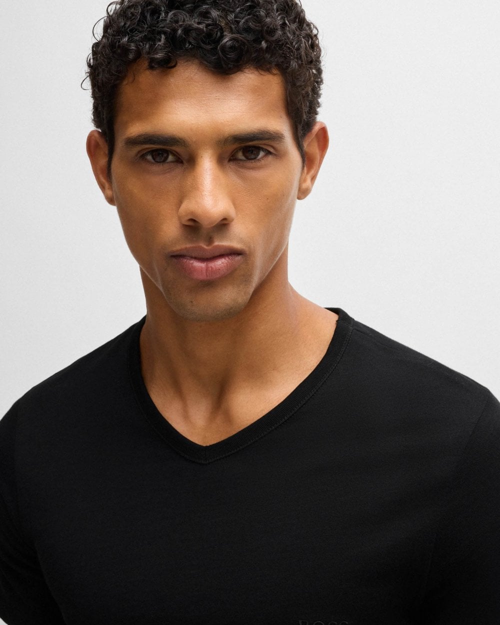 BOSS Orange 3-Pack Mens V-Neck Underwear T-Shirts in Cotton Jersey - Black 001