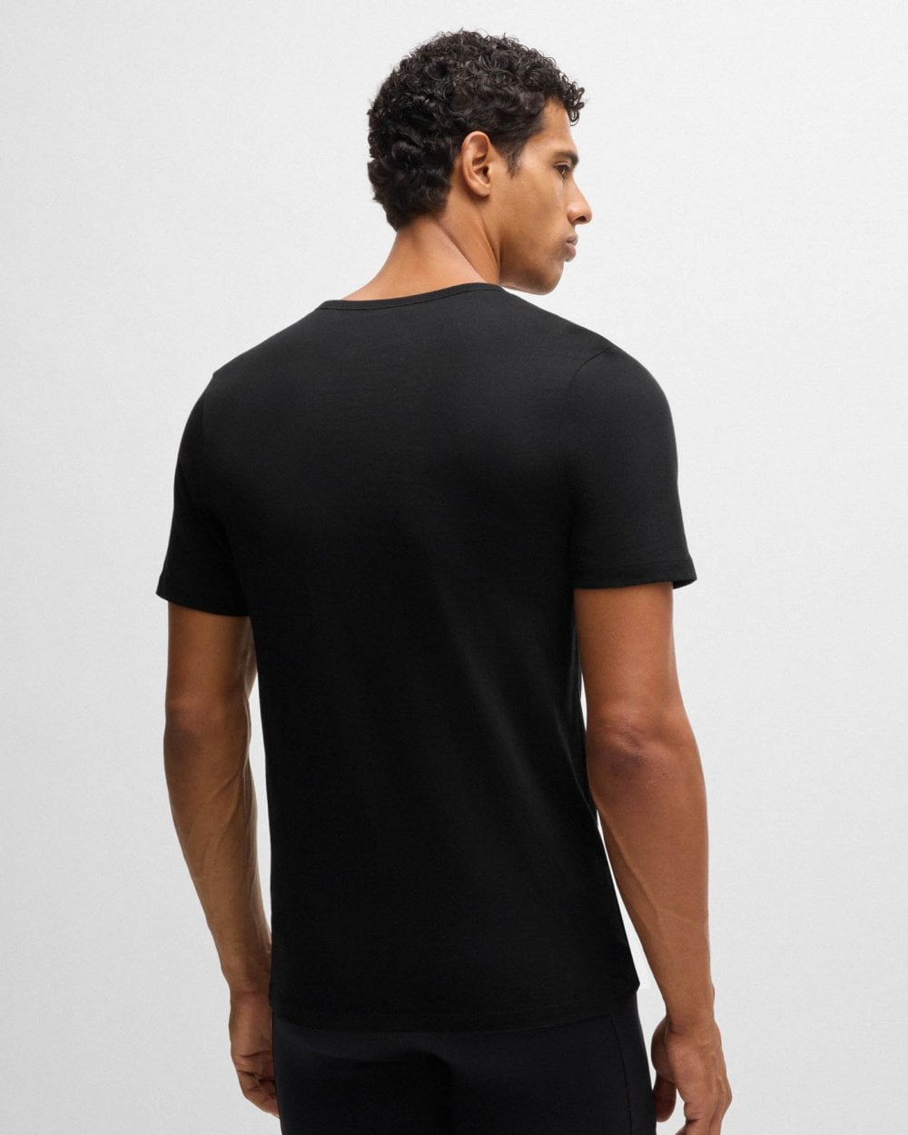 BOSS Orange 3-Pack Mens V-Neck Underwear T-Shirts in Cotton Jersey - Black 001