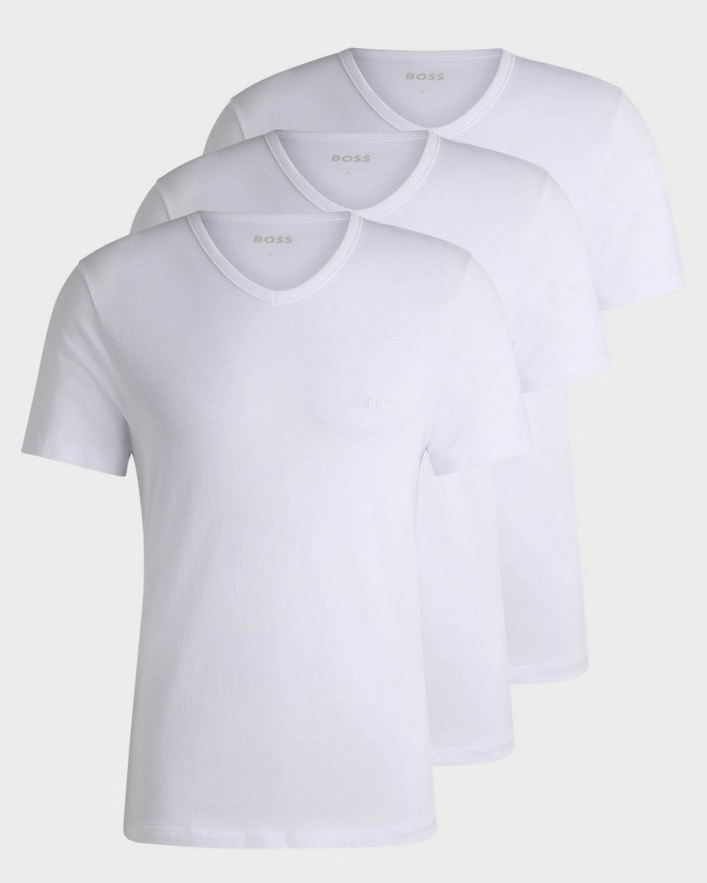 BOSS Orange 3-Pack Mens V-Neck Underwear T-Shirts in Cotton Jersey - White 100