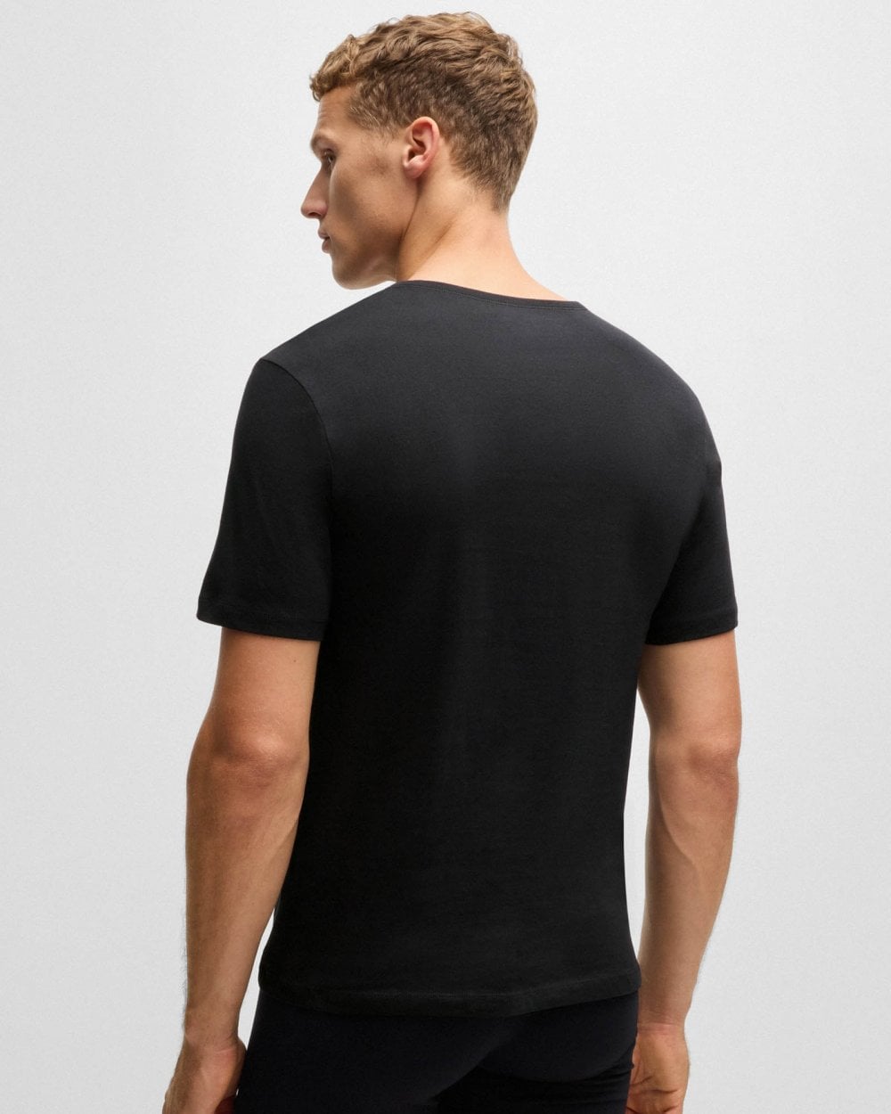 BOSS Orange 3-Pack Mens V-Neck Underwear T-Shirts in Cotton Jersey - White/Grey/Black 999