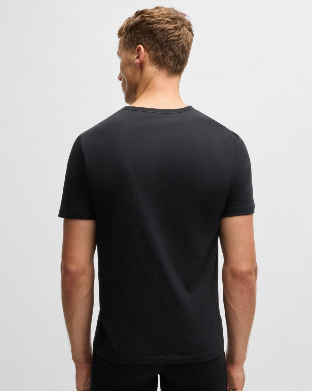 BOSS Orange 3-Pack Mens V-Neck Underwear T-Shirts in Cotton Jersey - Black/Grey/Blue  497