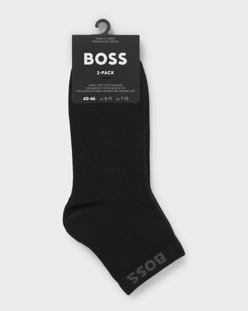 BOSS Orange 2-Pack Mens Short Socks with Logo Cuffs - Black 001