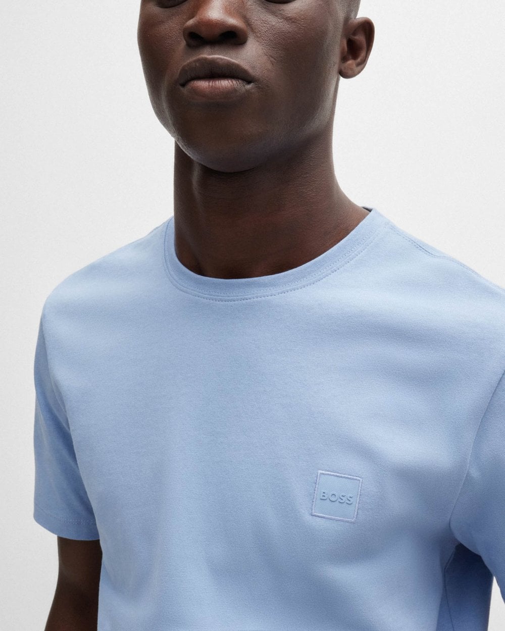 BOSS Orange Tales Mens Cotton-Jersey T-shirt With Logo Patch - Open Blue 470