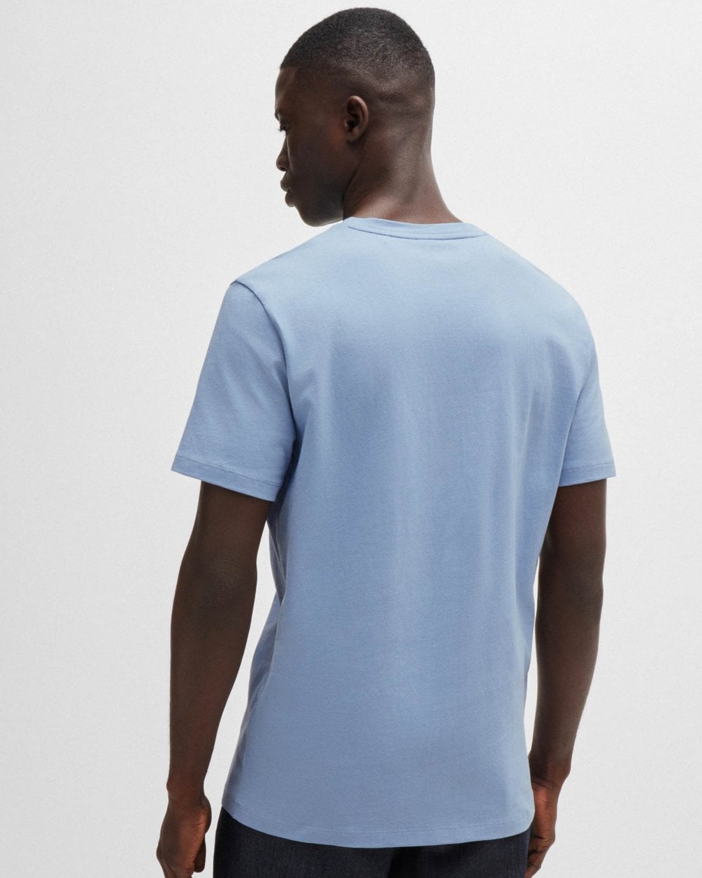 BOSS Orange Tales Mens Cotton-Jersey T-shirt With Logo Patch - Open Blue 470