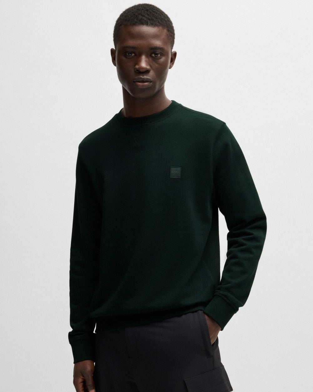 BOSS Orange Westart Mens Crew Neck Sweatshirt With Logo Patch