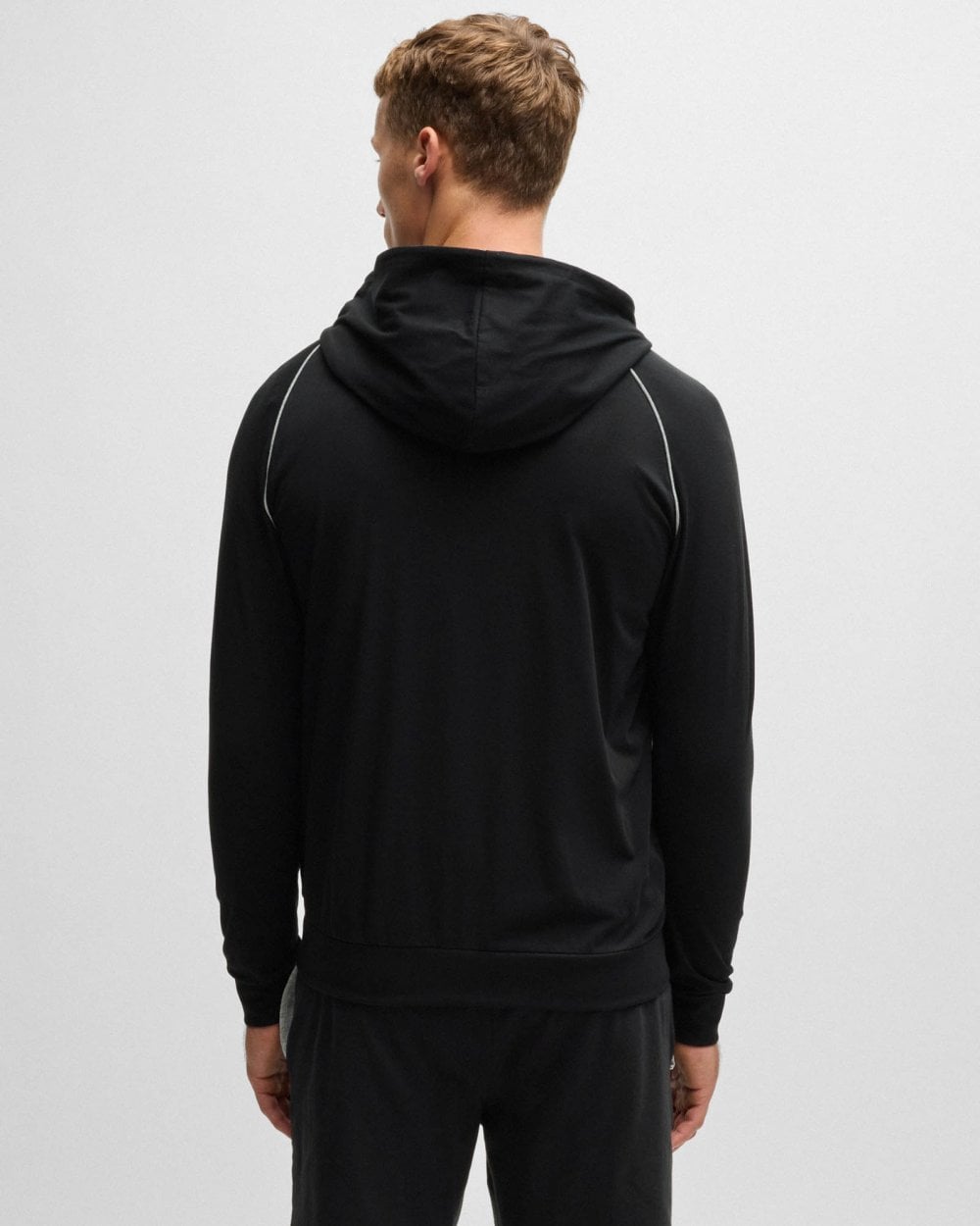 BOSS Orange Mix&Match Mens Stretch-Cotton Zip-Up Hoodie with Embroidered Logo - Black 001