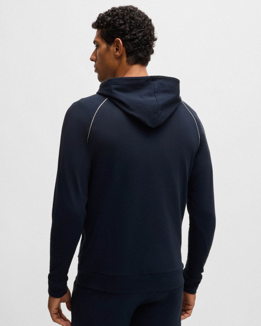 BOSS Orange Mix&Match Mens Stretch-Cotton Zip-Up Hoodie with Embroidered Logo - Dark Blue 403