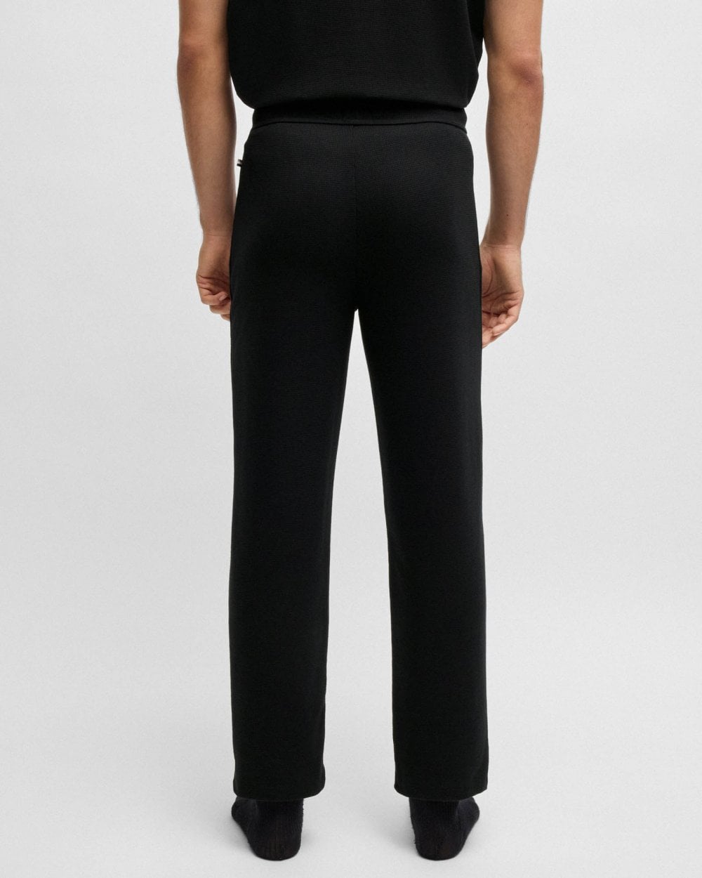 BOSS Orange Waffle Mens Cotton-Blend Pyjama Bottoms with Embroidered Logo - Black 001