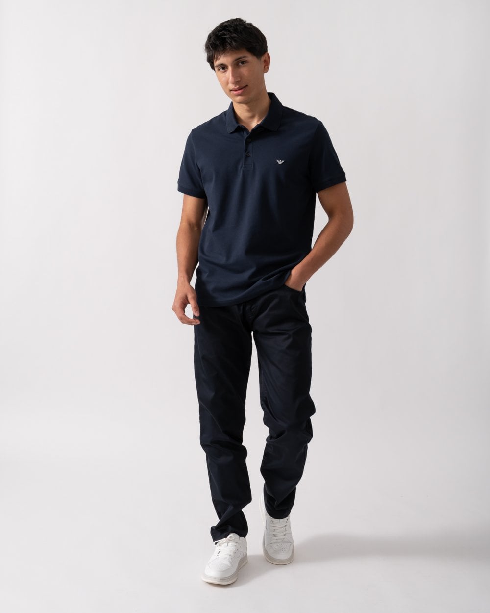 Emporio Armani Mens Eagle Logo Beach Polo - Armani Blue