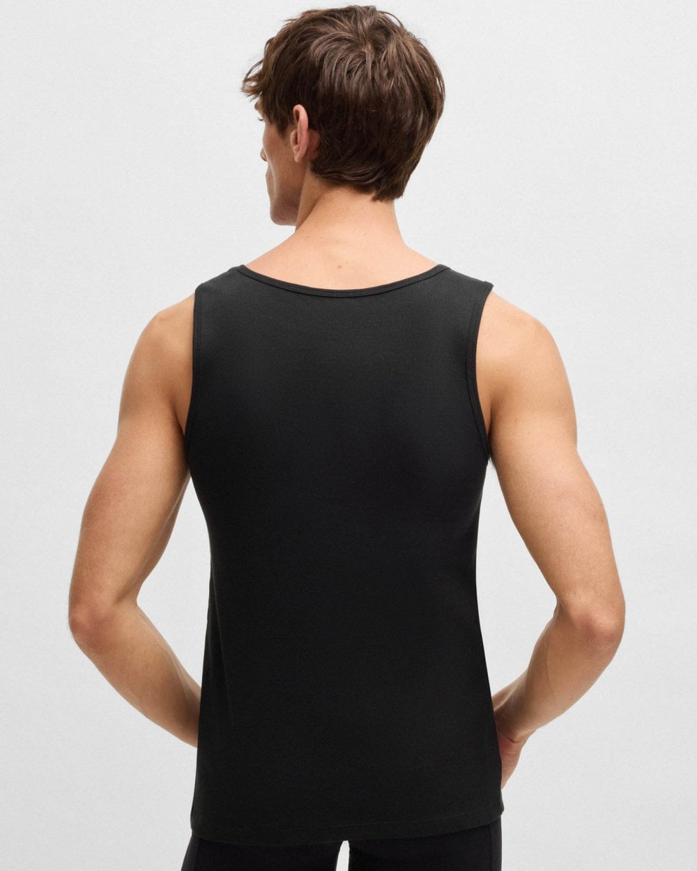 BOSS Orange Mens Cotton Tank Tops with Embroidered Logos NOS - Black 001