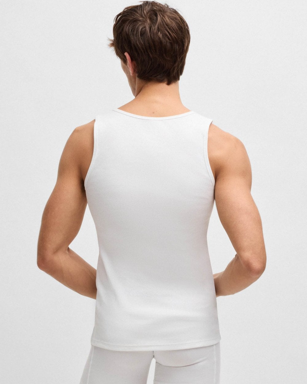 BOSS Orange Mens Cotton Tank Tops with Embroidered Logos NOS - White 100