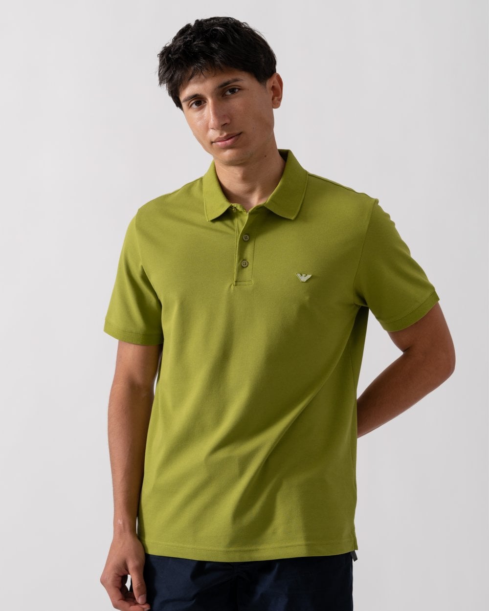 Emporio Armani Mens Eagle Logo Beach Polo - Guacamole