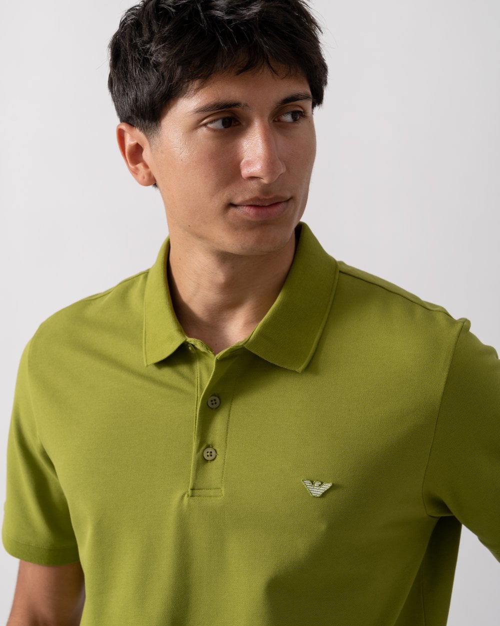 Emporio Armani Mens Eagle Logo Beach Polo - Guacamole