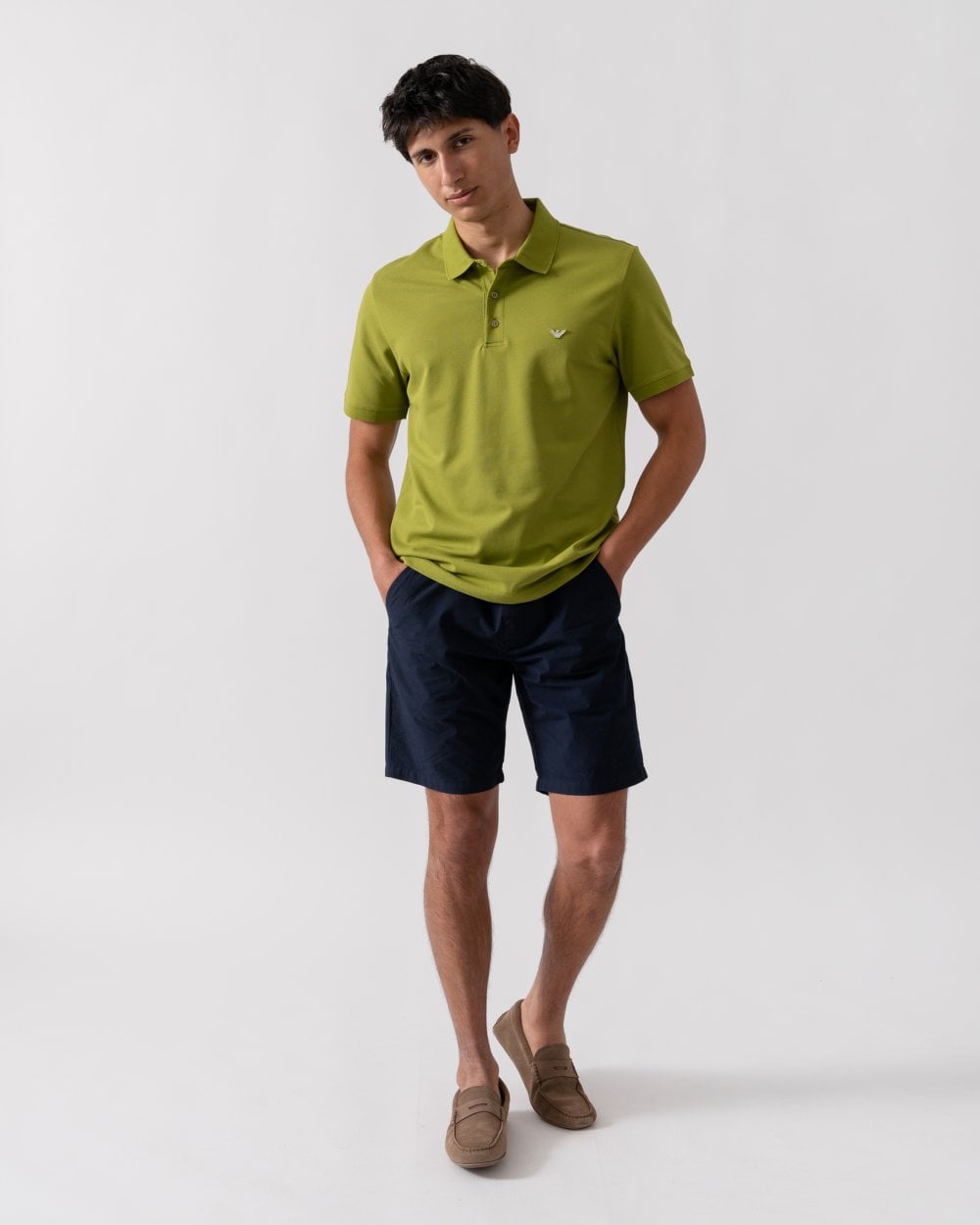 Emporio Armani Mens Eagle Logo Beach Polo - Guacamole
