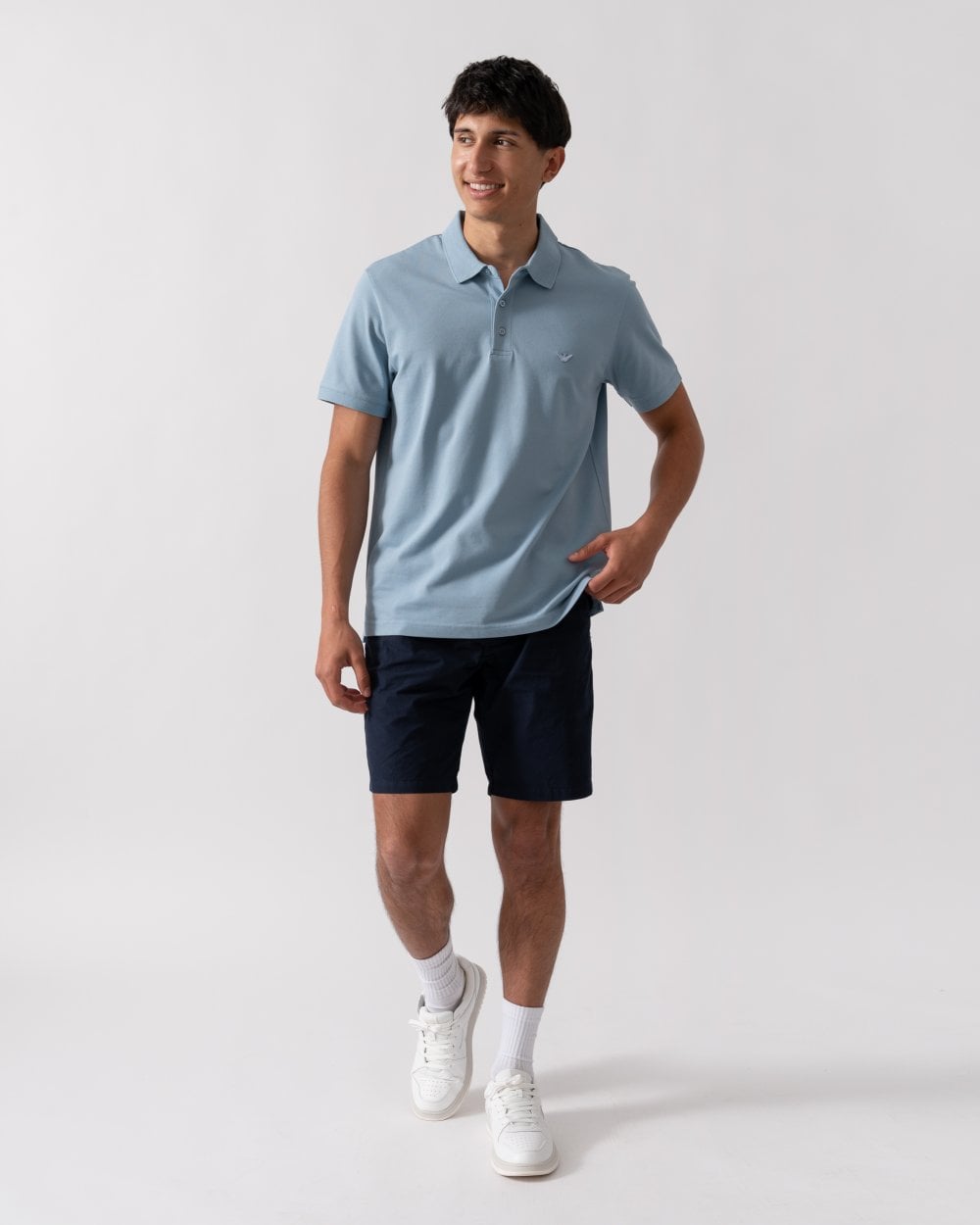 Emporio Armani Mens Eagle Logo Beach Polo - Ashley Blue