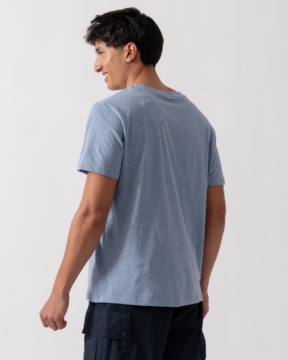 Tommy Hilfiger Short Sleeve Mens Logo T Shirt - Light Blue Heather