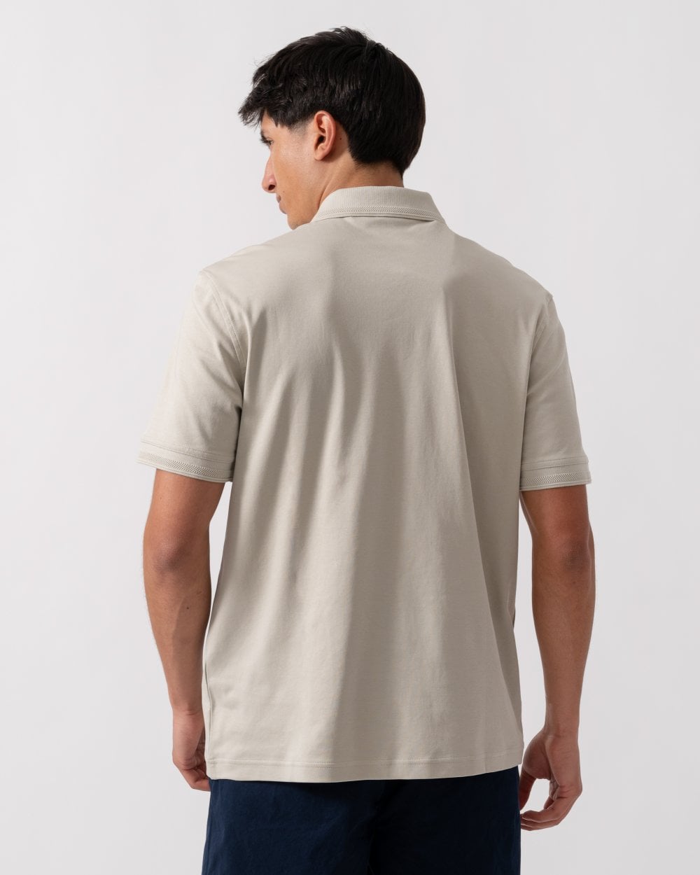 BOSS Orange Pe Interlock Mens Polo Shirt with Logo Print - Light Beige 271