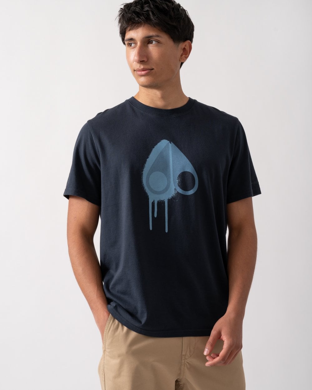 Moose Knuckles Augustine Mens Printed Logo T-Shirt - Navy/Sea 1670