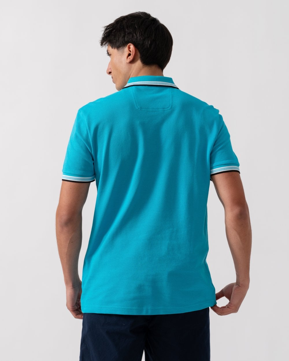 BOSS Green Paddy Mens Cotton-Piqué Polo Shirt with Contrast Logo - Light/Pastel Blue 452