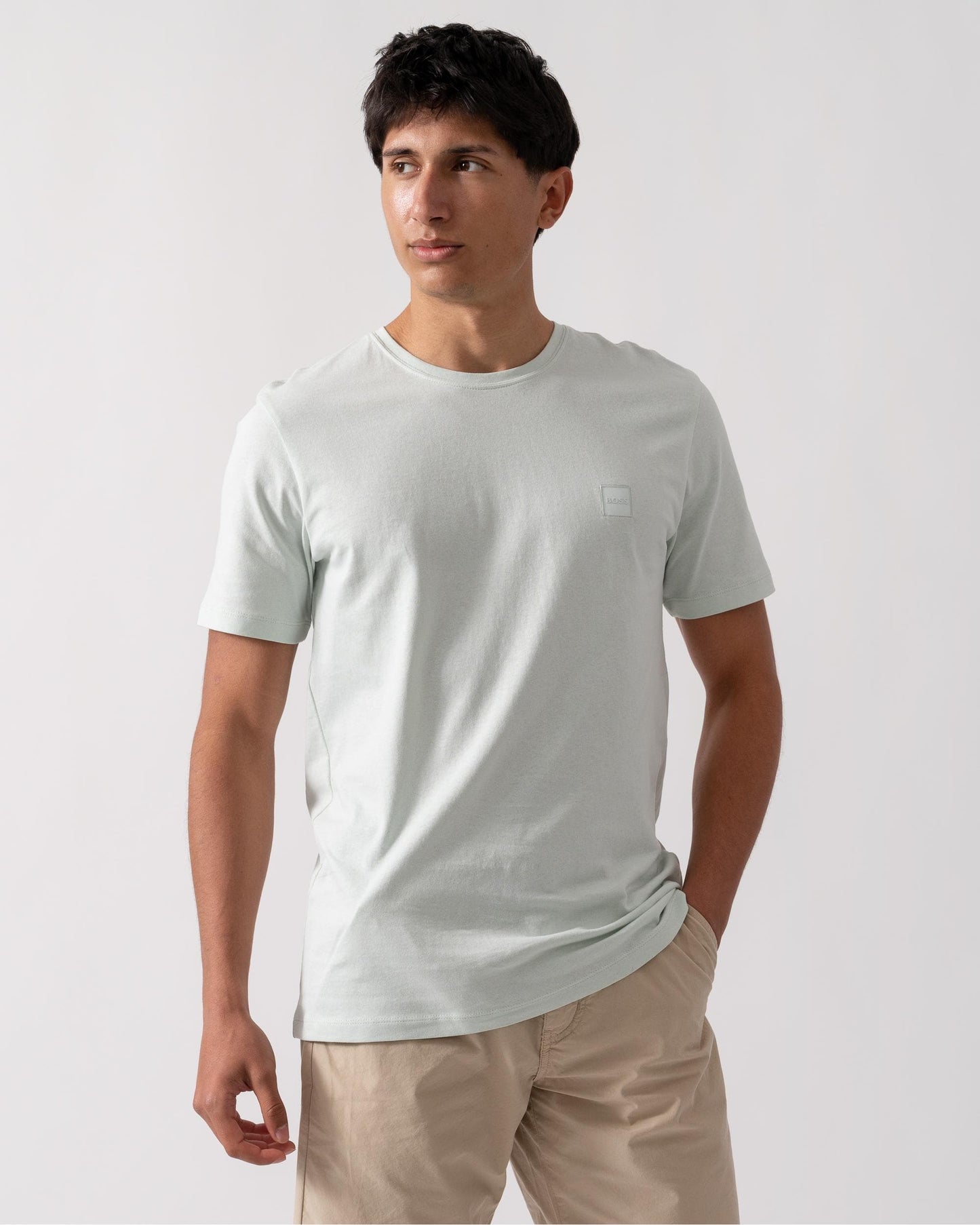 BOSS Orange Tales Mens Cotton-Jersey T-shirt With Logo Patch - Open Blue 474