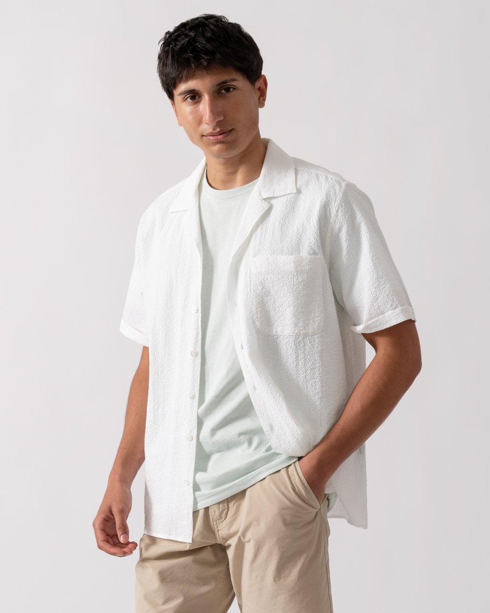 Oliver Sweeney Ravenshead Mens Cotton Seersucker Short Sleeved Shirt