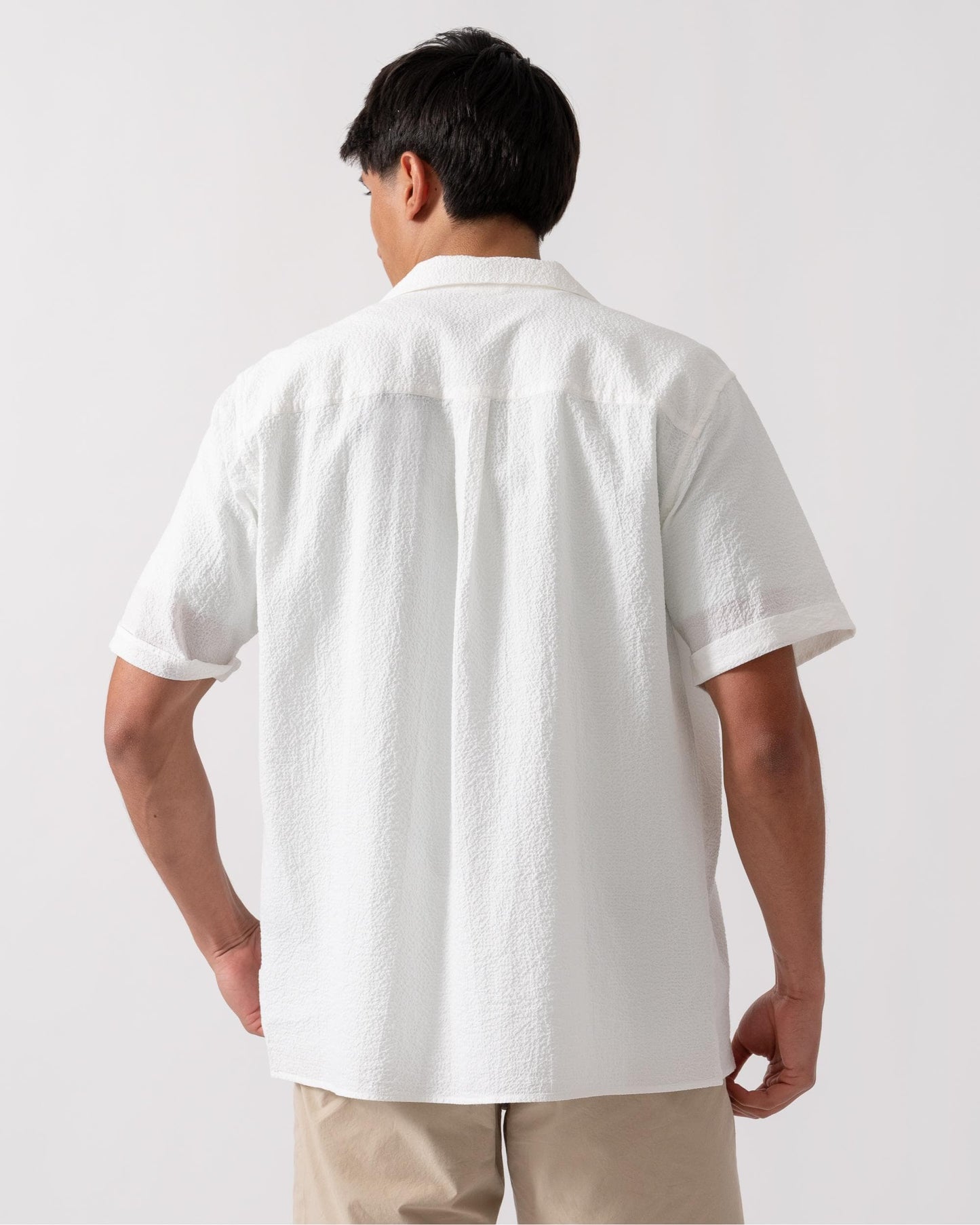 Oliver Sweeney Ravenshead Mens Cotton Seersucker Short Sleeved Shirt - White
