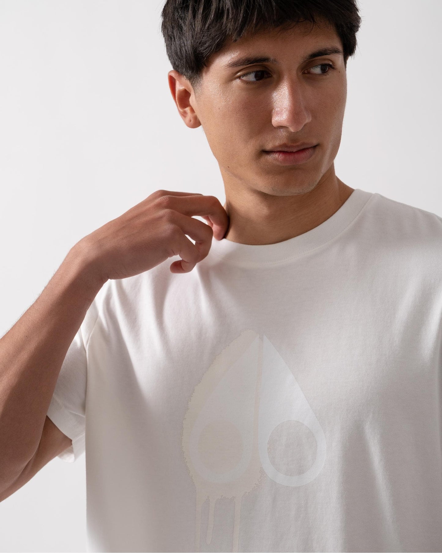 Moose Knuckles Augustine Mens Printed Logo T-Shirt - Milky Way/Bone 1688